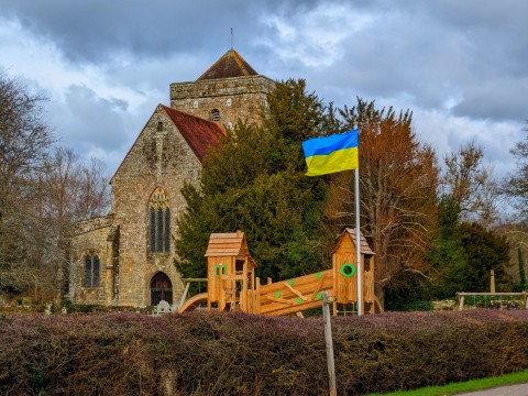 Ukrainian Flag in Queen';s Garden